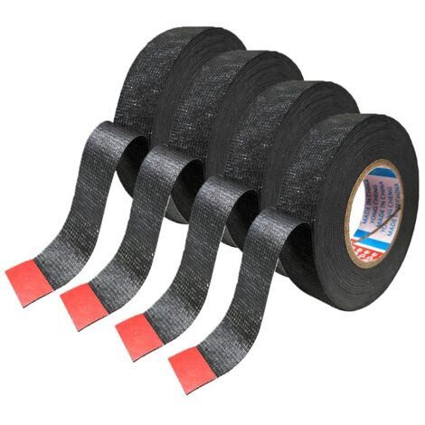 Electrician's Tape, Adhesive Tape Wire Harness Heat Resistant Harness Tape Industrial Cloth Tape Wire Harness for Automotive Interior Parts, 4 Rolls (19mm  15m) (1/5)