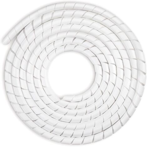 Universal Flexible Spiral Sleeving 6mm, Cable Tidy Kit 1 Pack Spiral Cable Wrap Tube for Protecting TV/PC/USB/TV/AUX Antenna Cable - (15m), White (6mm, 15m)
