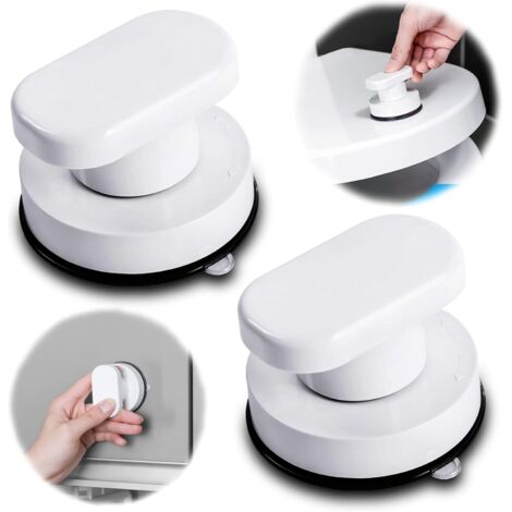 Sticky Strong Suction Cup Glass Door and Window Handle Kitchen, Refrigerator, Drawer, Cabinet Handle Bathroom Wall Handrail Shower Handrail Suction Cup (White) (1/5)