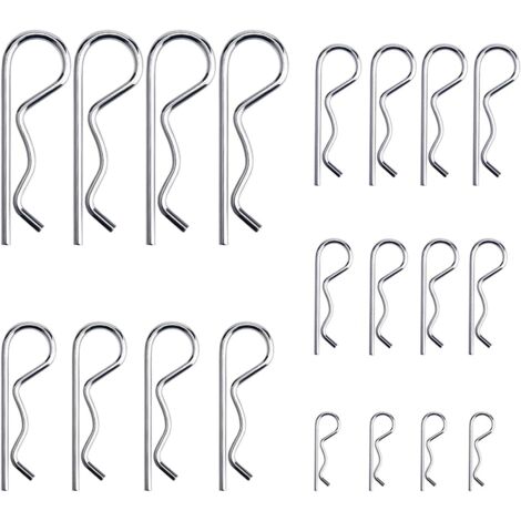 20 Pieces R Clips Retaining Pins, Zinc Plated Heavy Duty Cotter Pin Hitch Pin Assortment Kit for Tow Truck Locking Systems, M1.2-M3.5