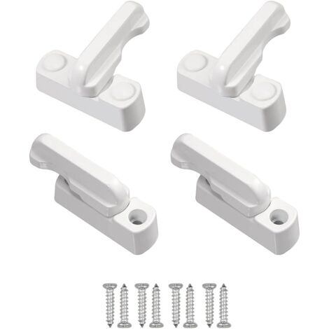 4Pcs Security Locks, Window Rotation Limiter with Screws, White Window Locks, Sash Blocker Jammer Locks for Various Door and Window and Home Security (1/5)
