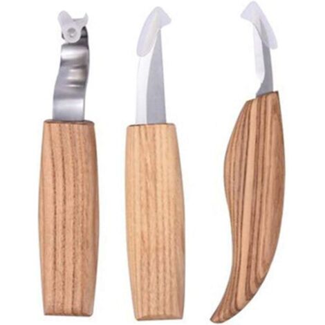 Wood Carving Tool Set, 3 in 1 Wood Carving Kit Including Woodworking Hook Knife, Trimming Knife, Detail Chip Carving Knife