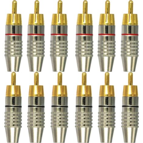 12Pcs RCA Male Connector,RCA Audio Video Connectors,RCA Terminal Audio Connector,RCA Solderless Connector,RCA Plug Jack Connectors