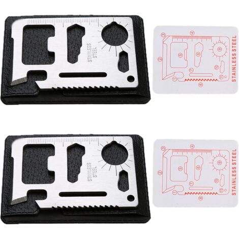 Pieces 11 in 1 Survival Multi-Tool Card Credit Card Size Multi-Tool Outdoor Tool Multipurpose Beer Bottle Opener Survival Gear Stainless Steel (1/5)