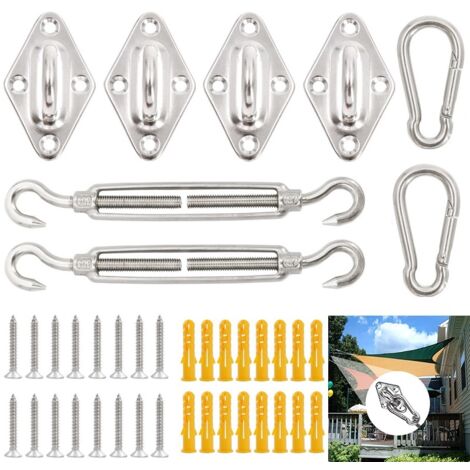Shade Sail Fixing Kit, 40Pcs Shade Sail Fixing Mounting Kit, 304 Stainless Steel Hardware Fixing Accessories Kit, Garden Sail Fixing Kit for Garden