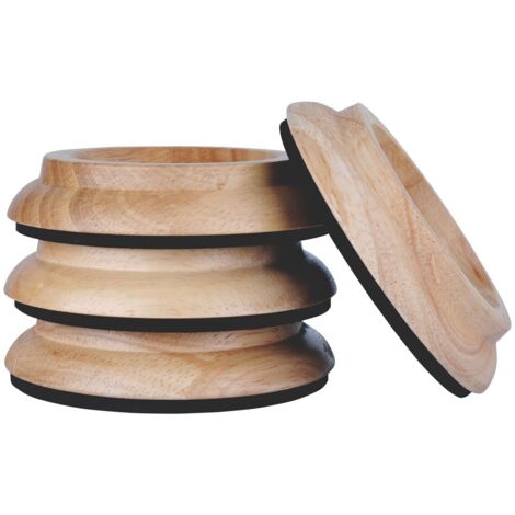 Set of 4 Solid Wood Furniture Leg Protectors, Natural Oak Piano Floor Mats, Shockproof, Soundproof, Non-Slip (1/4)