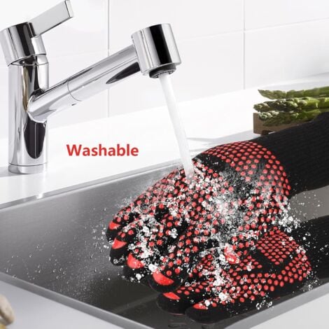 Barbecue Gloves, 1 Pair - Heat Proof Oven Gloves Up to 800°C, Heat Resistant Non-Slip Oven Gloves Kitchen Pot Holders for BBQ Grill Oven Kitchen and Fireplace