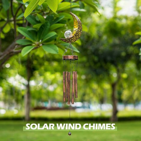 Solar Light Power Wind Chime Crystal Hummingbird Butterfly Waterproof  Outdoor Windchime Light for Patio Yard Garden