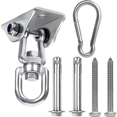 Heavy Duty Hanging Ceiling Hook (1 Piece) - 360° Rotatable Stainless Steel  Ceiling Hook with Screws - 400kg Load for Hammock, Swings and Punching Bag