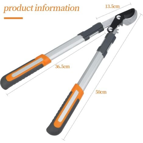 50cm Lopper,Geared Cutting System,Multi-thickness,Can Cut Thick Branches with a Diameter of 3cm,Sharp SK5 Blade,Stable Aluminum Handle,Professional Loppers