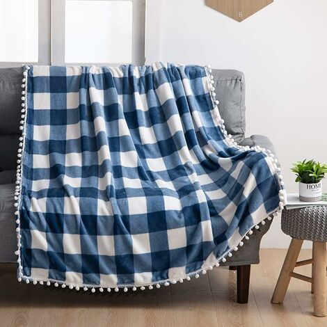 Blue and white buffalo check deals sofa