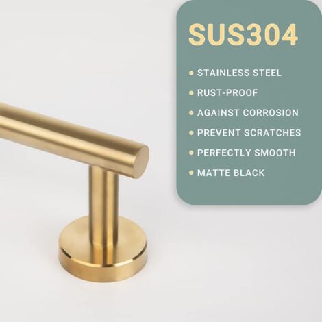 Towel Rack with Drilling, 304 Stainless Steel Towel Rack, Bath Towel Rack Brushed Nickel Towel Holder for Bathroom, Kitchen, Gold, 30cm