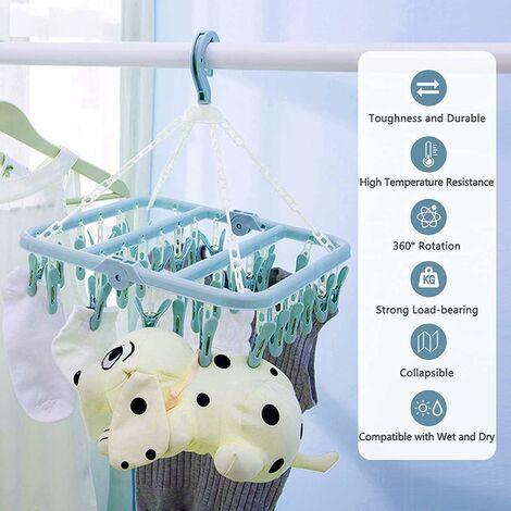 Rotate Cloth Hanger with clips bra Socks Drying Rack wall mount
