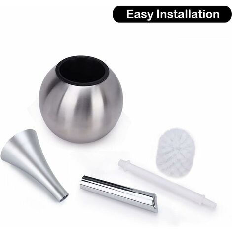 Freestanding Toilet Brush Holder Stainless Steel Polished Brushed Finish WC Set Bathrooms (Brush Included)-Silver
