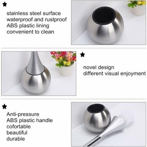 Freestanding Toilet Brush Holder Stainless Steel Polished Brushed Finish WC Set Bathrooms (Brush Included)-Silver