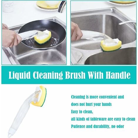 6/8/12pcs Dishwand Dish Cleaning Brush Replacement Head Kitchen Sink Sponge  Handle Brush Dish Scrubber Clean Tool For Dishwash