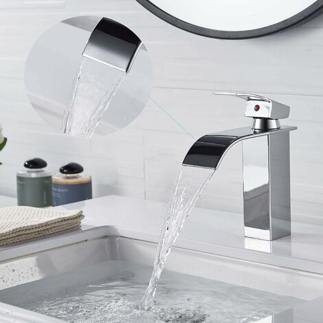 Modern Bathroom Faucet, Elegant Design Waterfall Sink Faucet, Brass Bathroom Mixer Tap, Hot and Cold Water Available