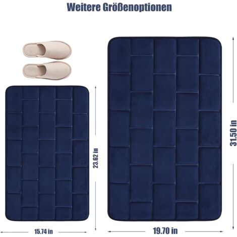 Non-Slip Memory Foam Bath Mat,Absorbent Bath Mats Washable Bath Mats Bathroom Shower Mat (Dark Blue, 50 x 80cm)