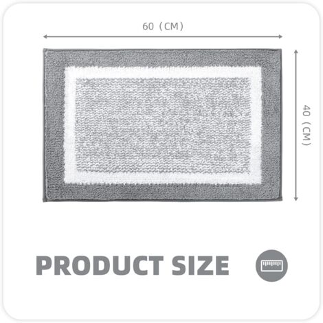 45 x 65cm Microfiber Soft Bath Mat, Non-slip Bathroom Mats Machine-washable, Shower Water Absorbent Bath Rug Durable Floor Mats (Grey)