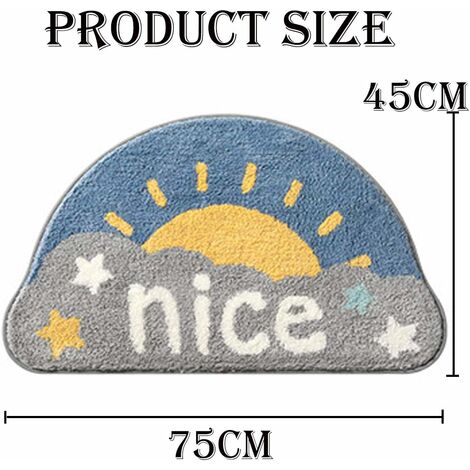 Floor Mat Small Fresh Semicircle Carpet Bathroom Non-slip Mat Absorbent Foot Cushion（Happy Sunlight）