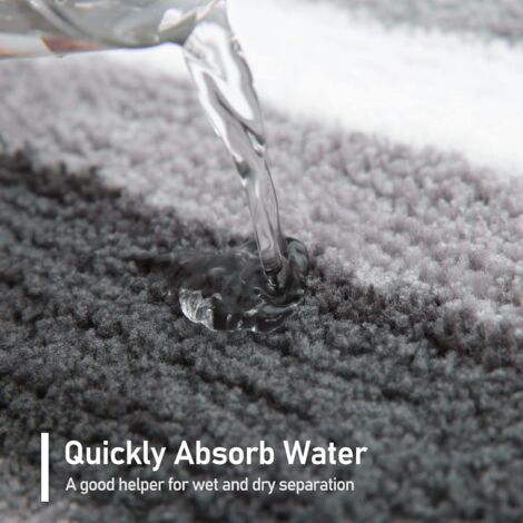 Non-Slip Bath Mat Kitchen Rug Fluffy Bathroom Rug Soft Microfiber Shower Mat, Quick Drying, Water Absorbent, Machine Washable-40 x 60cm（Grey）