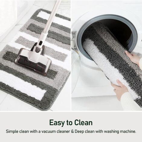 Non-Slip Bath Mat Kitchen Rug Fluffy Bathroom Rug Soft Microfiber Shower Mat, Quick Drying, Water Absorbent, Machine Washable-40 x 60cm（Grey）