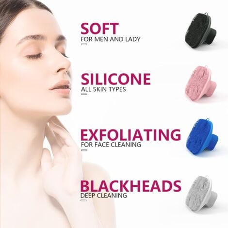 2 in 1 Silicone Facial Cleansing Brush, Deep Cleanser Skincare Tools,Blackhead & Pore Clean Brush, Body & Face Scrub Gift for Women Men (Pink)