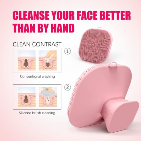 2 in 1 Silicone Facial Cleansing Brush, Deep Cleanser Skincare Tools,Blackhead & Pore Clean Brush, Body & Face Scrub Gift for Women Men (Pink)