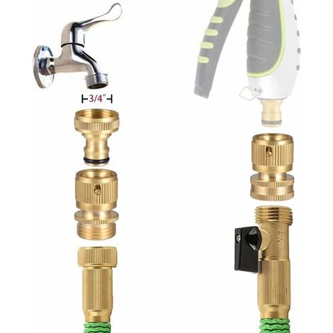 Quick Connect Garden Hose Fittings [3 Pack] Solid Brass Water Hose| 3/4  inch GHT | Hose Couplers Quick Disconnect