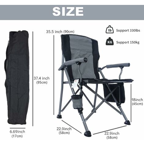 Folding Camping Chair Heavy Duty Support 330 lbs Outdoor Chairs with Arm  Rest Cup Holder and Portable Carrying Bag for Fishing Garden Picnic and  Travel,Blue