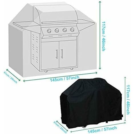 BBQ Cover, 210D Heavy-Duty Barbecue Cover for Weber, Brinkmann, Char Broil etc. Rip-Proof, UV & Water-Resistant Grill Cover
