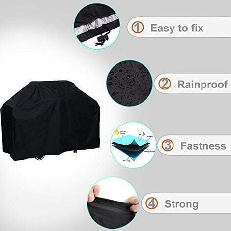 BBQ Cover, 210D Heavy-Duty Barbecue Cover for Weber, Brinkmann, Char Broil etc. Rip-Proof, UV & Water-Resistant Grill Cover
