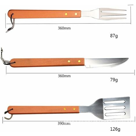 Tailgating 18pc BBQ Tools Set, Stainless Steel BBQ Utensils Tool Set with Wooden Handle, Grilling Accessory for Camping Travel and Tailgating Garden