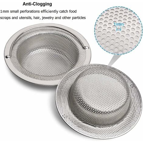 2 Kitchen Sink Filters Stainless Steel Sink Strainer with Handle 11cm ...