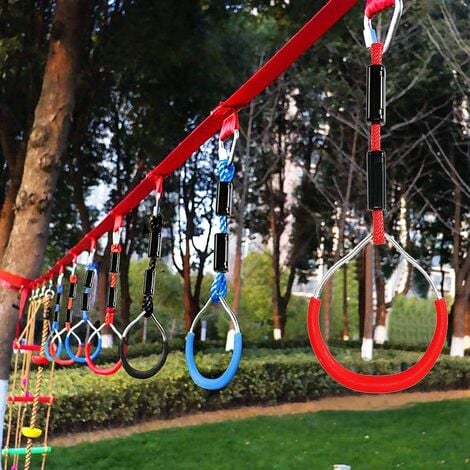 Kids Climbing Rings Multi-Function Swing with Plastic Rings Max Load 160kg Ninja Climbing Ring Obstacle Garden Swing