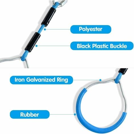 Kids Climbing Rings Multi-Function Swing with Plastic Rings Max Load 160kg Ninja Climbing Ring Obstacle Garden Swing