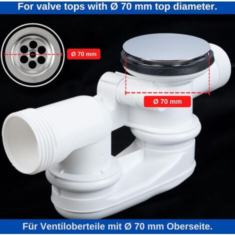 Bath Stopper, Ø 70 mm, with Double Seal, Height Adjustable, Universal Bath Stopper, Sink Valve, Hardened Brass with Chrome Finish, Rust Proof Bath Waste