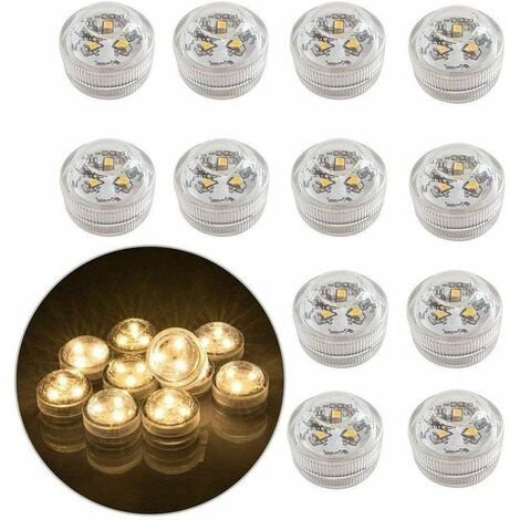 12 LED Flameless Underwater Tea Lights, Battery Operated