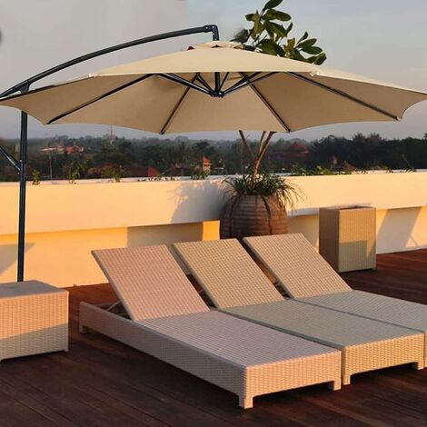 Parasol Replacement Cover, 8 Ribs, 3m, Waterproof, UV Resistant, Replacement Fabric, Beige