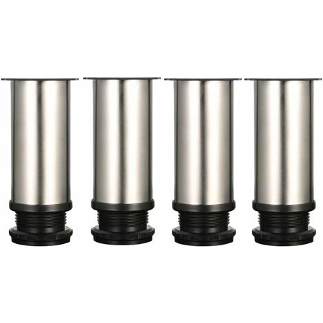 4 Adjustable Legs 120mm Height Thicken Cabinet Legs Table Legs Furniture Legs, Brushed Stainless Steel, Adjustable Height 0-15mm Come with Stainless Steel Screws