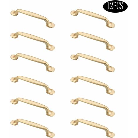 12 Pieces Golden Cabinet Handles Golden Kitchen Cabinet Handles Drawer Cupboard Handles Drawer Cupboard Handles Bedroom Golden Kitchen Cabinet Door Handles Kitchen Furniture with Screws