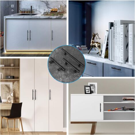 Set of 5 Black Kitchen Furniture Handles Sliding Door Handles Black Kitchen Handles - Black Furniture Handles Vintage Furniture Handles Metal Handles 96mm Handles