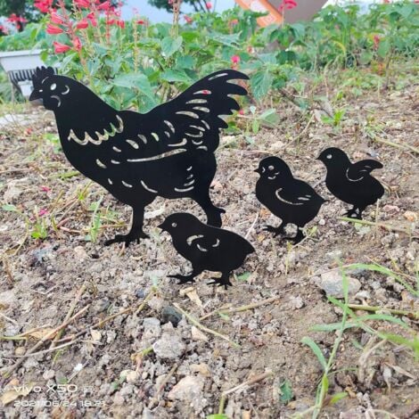 Outdoor Metal Garden Decor, Chicken Yard Art Garden Metal Statues Decorative Garden Decoration Lawn Path Sidewalk Garden - European Retro Style.