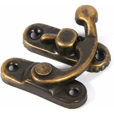 2 PCS Antique Clasp Hasps Latches Vintage Bronze Decorative Hook Locks With Screws For Wooden Box Crafting Case Jewelry Chest Furniture Medium Size
