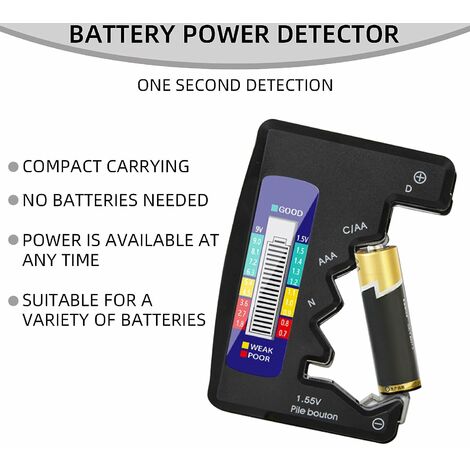 Digital Battery Tester, Universal LCD Battery Tester for AAA/AA/C/D Button  Cell 1.5V