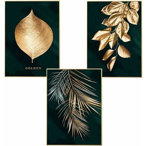Canvas wall art Gold Leaf Canvas Abstract Painting, Wall Art Poster and Print Decorative Pictures Living Room Nordic Home Decor 30x40cm（frameless）