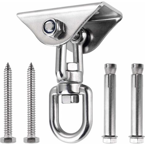 Innovative Ceiling Hook with 304 Stainless Steel 500KG Capacity 360° Rotation, Suspension for Concrete Wood Sets, Hanging Chair, Hanging Lamp, Hammock, Yoga, with 4 Fixing Screws