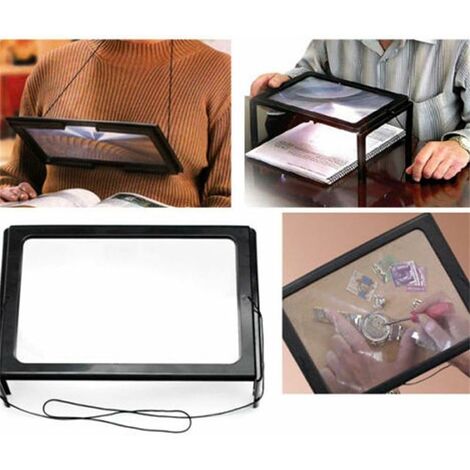 A4 Reading Magnifier With LED Lights - 3X Magnifying Glass With Foldable Legs For Low Vision