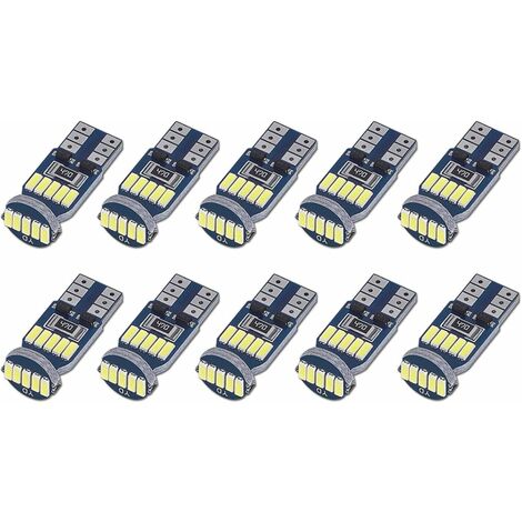 Pack of 10 T10 W5W Canbus Error Free LED Bulbs 15pcs SMD 4014 Car
