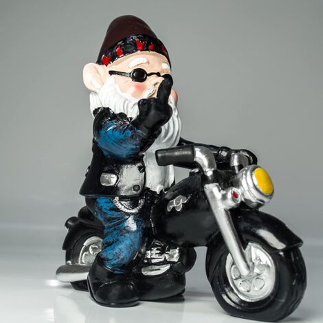 Biker Garden Gnome Statuette, Motorcycle Gear, Garden Gnomes Sculpture, Funny Garden Gnomes Figurines, Outdoor Decor for Patio, Lawn, Yard